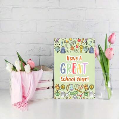 1ชิ้น การ์ดอวยพร Back To School พร้อมซอง, การ์ดวันแรกของการเรียนสำหรับเด็กหญิงและเด็กชาย, ของขวัญวันแรกของการเรียนสำหรับนักเรียน