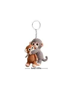 Monkey Key 2D 手工可愛猴子鑰匙圈，適合背包、錢包，鑰匙圈禮物，居家必備小品，小型派對禮物，送給動物愛好者的美感禮物 - 查看 5