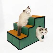 狗爬梯和猫抓柱，带猫窝，宠物攀爬阶梯，适用于高床、沙发、长沙发、高猫塔，室内小型猫狗适用，高强度攀爬玩耍 - 綠色 - 查看 11