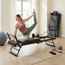Pilates Reformer Machine, Foldable Pilates Equipment For Home-Yoga Exercise With 5 Resistance Cords, Full Body Home Gym Workout Bed For Core Training & Toning - 黑色 - 查看 2