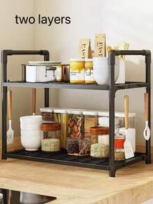 4-Tier Freestanding Kitchen Storage Rack, Multi-Functional Microwave Oven Organizer Shelf, White Metal Multi-Layer Cookware Storage Stand For Kitchen Balcony - Multicolor - View 2