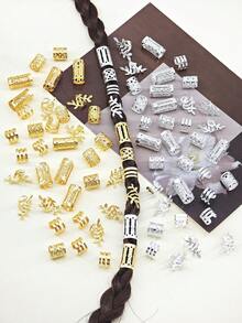 80件編髮飾品 多款可調節金屬金色編髮環 青少年髮辮裝飾 - 混合色 - 查看 4