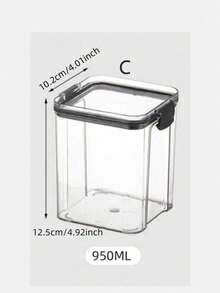 1/5升密封食品储物罐，密封食品罐，食品储物瓶，适用于食品储存和整理，可存放谷物、大米、意大利面、面粉、糖、家用厨房用品 - 黑色 - 查看 16