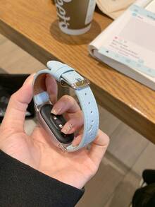 Ml Watch Band New Cute Cat Design Compatible With Xiaomi Band 10/9/8, Premium Synthetic Leather Replacement Strap, Quick Release Design, All-Season Use - Dusty Blue - View 7