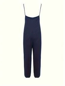Solid Color Jumpsuit - Royal Blue - View 2