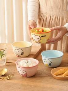 Tazón de arroz de cerámica de dibujos animados Snoopy de Peanuts, tazón de sopa de porcelana de dibujos animados lindo, apto para microondas, vajilla para desayuno, almuerzo y cena, vajilla linda para el hogar y la cocina - Multicolor - Ver 2