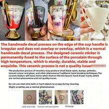 1套/6套 奢华花卉镀金陶瓷意式浓缩咖啡杯碟套装，容量100毫升/3.38盎司，适用于卡布奇诺、拿铁、阿拉伯咖啡、果汁等，高端咖啡杯，中东茶杯碟套装，优雅家居装饰，适合拿铁和摩卡，是女士生日派对、日常餐桌装饰或花园婚礼茶会的理想之选，也是送给她的礼物，餐具套装，茶杯 - 彩色 - 查看 12