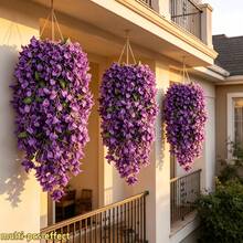 29.72 Inch Large Purple Hydrangea, Realistic Purple Hydrangea And Green Leaves - Suitable For Various Party Themes, Outdoor Decoration Artificial Flowers, Easy To Hang And Store, Space-Saving, Suitable For Hotel/Office/Home Party Decoration, All-Season Evergreen Artificial Flower Soft Decoration - No Flower Pot Included, Suitable For Various Holidays - Multicolor - View 11
