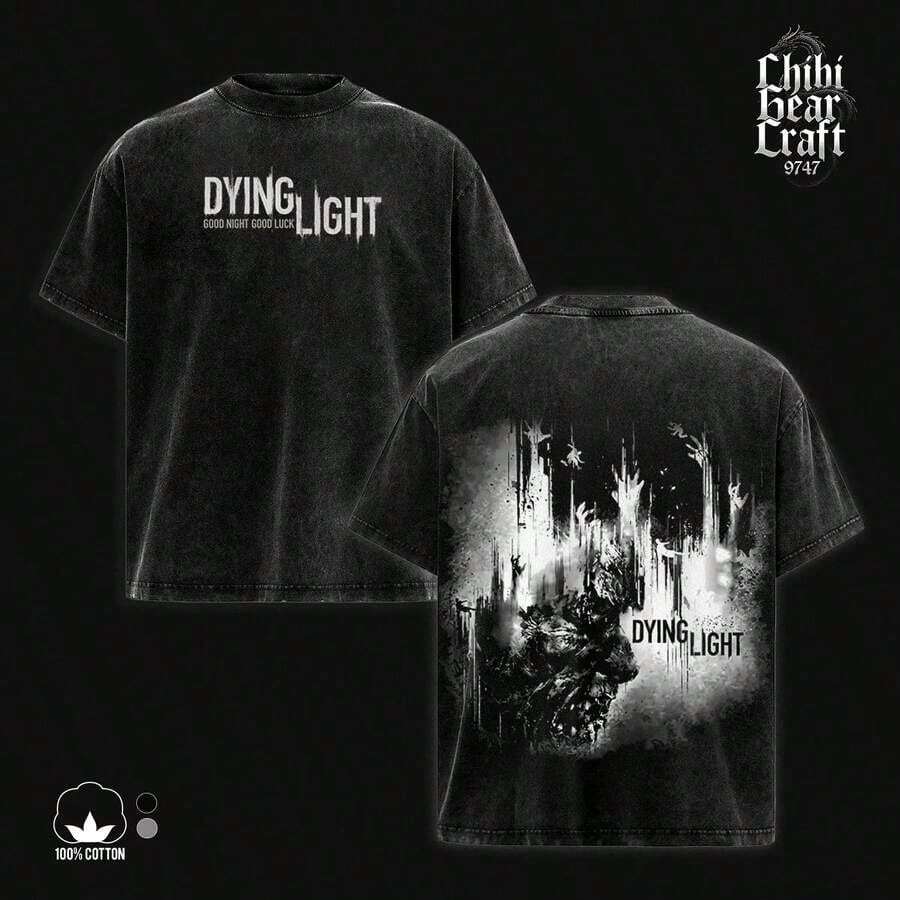 2026 World Cup Album Dying Light The Beast Kyle Crane Survival Horror T-Shirt Oversized Hoodie Vintage Wash Volatile Monster Graphic Retro Gaming Streetwear Bleached Y2K Opium Domestic Shipping - 黑色 - 查看 1