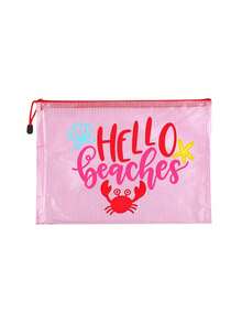 Bolsa de Praia Fashionable e à Prova d'Água em Tela Colorida, Bolsa de Maquiagem com Estampa Colorida "Beach", Tema de Praia com Padrão de Caranguejo e Concha. Bolsa de Maquiagem Transparente de Grande Capacidade, Bolsa de Lavagem com Zíper de Náilon - Leve, Pode Armazenar Protetor Solar, Lanches, Biquínis e Itens Essenciais de Praia. Armazenamento para Primavera e Verão - Multicolorido - Visão 15