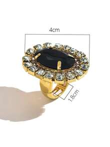 1pc Elegant Geometric Oval Crystal Ring For Women - Multicolor - View 6