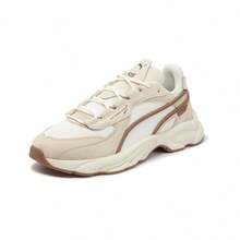 Puma 女款輕量透氣復古厚底運動鞋，春/夏季 - 白色-咖啡色-米白色 - 查看 9