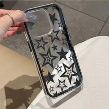 1個黑色星形漸層邊緣2合1 TPU手機殼，適用於Apple 17 16 15 14 13 12 11 Plus Pro Max系列，個性化INS風格保護殼，極簡防摔時尚手機殼，高美感設計，生日/節日禮物 - 彩色 - 查看 3