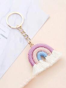 1/3 pièces Porte-clés à gland arc-en-ciel fait main, pendentif de sac couleur macaron, porte-clés unique, pendentif de sac à dos de style artistique minimaliste, cadeau d'anniversaire créatif pour la meilleure amie, accessoires décoratifs mignons multifonctionnels pour les déplacements quotidiens, décoration de sac à dos d'étudiant, organisateur de clés de voiture, cadeau d'amitié, souvenir de vacances, décoration de sac DIY - Multicolore - Voir 3