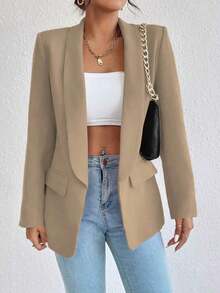 AYYEMERY ROSE Chaqueta tipo blazer elegante de color liso con cuello estilo chal, de manga larga delgada para uso en la oficinaAYY - Rosa - Ver 6