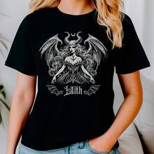Lilith The Pagan Goddess T-Shirt, Satanic T-Shirt, Occult T-Shirt, Gothic T-Shirt, Witch T-Shirt, Wiccan T-Shirt, Dark Gift For Her, Gift For Gothic Women - 黑色 - 查看 7