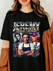 Jeremy Allen White The Bear Carmy T-Shirt, Yes Chef Calvins Kleins Model Iron Claw Actor 90s Bootleg Retro Photo Portrait Movie Merch, Jeremy Allen White T-Shirt, The Bear TV Show Fan Tee, Lip Gallagher Merch, Yes Chef Graphic T-Shirt - 黑色 - 查看 6