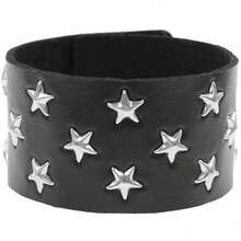 Bộ 3 vòng tay da phong cách Punk Rock, phụ kiện thời trang nữ thập niên 80-90 kiểu Emo, vòng tay điều chỉnh được đính đinh tán cổ điển. - màu đen - Xem 24