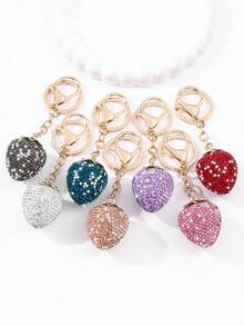 1 pieza colgante de fresa grande con strass, macaron multicolor con strass en forma de fresa, diseño de lujo brillante, accesorio versátil para bolso, regalo pequeño exquisito para mejor amigo - Multicolor - Ver 2