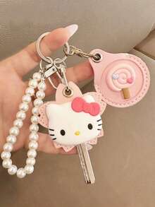 SANRIO Bộ 1 móc khóa/thẻ chìa khóa hoạt hình dễ thương, móc chìa khóa, hộp đựng thẻ ra vào, hộp đựng thẻ cộng đồng cảm biến chống nước, vỏ bảo vệ thang máy, thích hợp cho các dịp lễ, sinh nhật, kỷ niệm, lễ tình nhân, sử dụng hàng ngày, ví, mặt dây chuyền, trang trí ba lô, bộ phụ kiện thiết thực và đáng yêu, quà tặng tiệc tùng, bảo vệ chìa khóa. - Xem 2
