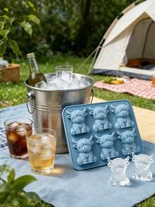 1PC Ice Cube Mold,New Silicone Ice Cube Tray, Highland Cow Silicone Ice Mold, Silicone Ice Tray, Funny 3D Ice Cube Tray,Cute Animal Silicone Molds For Whiskey,Cocktails, Beer & Drinks, Novelty Cube Molds Perfect Gifts For Friends - Multicolor - View 2