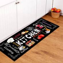 1 pieza Alfombra de piso con estampado de patrón de cocina, alfombra de cocina de gel de sílice, alfombra de cocina, alfombra, fácil de limpiar, impresa en forma rectangular, adecuada para sala de estar, dormitorio, pasillo, baño, lavandería - Alfombra de poliéster, adecuada para decoración del hogar interior y exterior - Multicolor - Ver 4