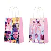 6個 K-POP D-Emon H-Unters 主題派對紙袋，卡通角色印花禮品袋，粉絲生日派對贈品袋 - 彩色 - 查看 2