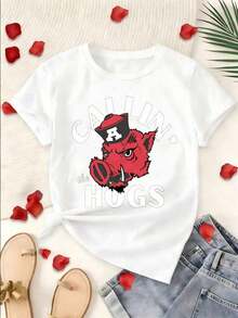 1 Piece Of Women's Casual Style T-Shirt, 100% Breathable And Soft, Wrinkle-Resistant, With A Round Neck, Casual And Simple, Suitable For Sports, Fitness, Commuting, And Leisure. The Best Gift For Mother's Day And Easter. 180g 100% Cotton. - 白色 - 查看 1