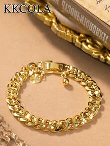 KKCOLA 1 Pc Fashionable And Versatile Mesh Chain Thick Bracelet With Floral Design.For Festivals. Gift For Your Loved One. Hotly Sold In The Middle East - Gold - View 15