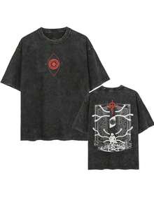 High-Quality Men's T-Shirt In Y2K Style, Soft To The Touch, With A Certain Thickness, Classic Comfort, Anime Print, Loose And Casual Fit. - 黑色 - 查看 7