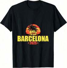Men's Graphic Tees, Men's Barcelona 2026 Graphic Tees, Colorful Festive Slogan T-Shirt, Summer Clothing Style, Father's Day, Graduation, Independence Day, For Men, Summer Clothing Style, Father's Day, Graduation, Independence Day, For Men - Noir 13 - 查看 1
