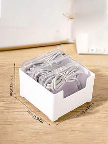 Data Cable Storage Box, Desktop Drawer Organizer Compartment For Earphones, Chargers, Power Cords, Phone Charger Organizer Box, Cable Winder, Desktop Wire Management Box - Multicolor - View 14