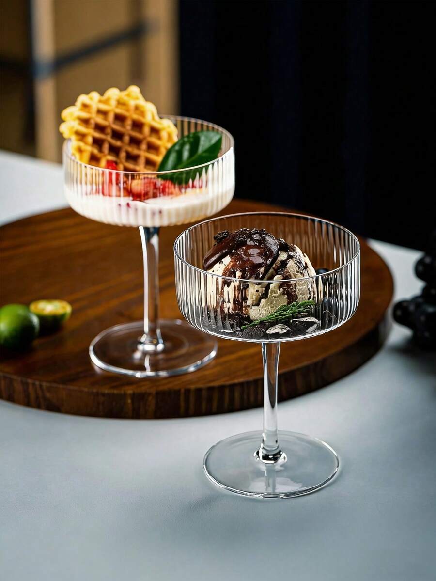 10/5/1pc Creative Champagne Tower Plastic Cup Can Hold Wine, Ribbed Retro Martini Champagne And Cocktail Glasses 10oz Shatterproof Plastic Champagne Tower Unbreakable Ribbed Coupe Glasses Stem Cocktail Glassware Set, Manhattan Goblet For Wedding - Multicolor - View 1