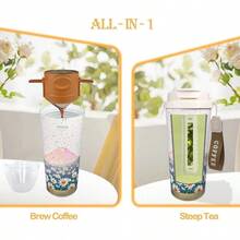 17oz Camping Coffee Makers With Ceramic Coating, Camp Pour Over Coffee Maker Set, Double Wall Vacuum Leak-Proof Mug Office School Party Camping, Tea Infuser Mug Loose Leaf Tea (17oz Blue Hope) - 17oz B Blue Hope - View 4
