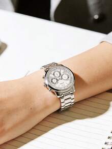 Guess W0330L3 Women's Silver Dial Crystal Bezel Quartz Watch - White - View 2