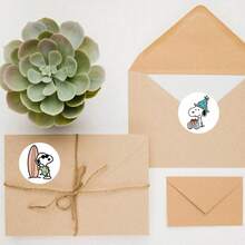 SNOOPY 1roll Cute  Cartoon Account Label Stickers, Sealed Reward Decorations  Stickers, Perfect Small Gifts For Fans, Family, And Friends, Preferred For Girlfriends/Couples, Summer Atmosphere Small Items For Daily Matching - Multicolor - View 4