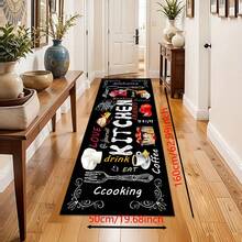 1 pieza Alfombra de piso con estampado de patrón de cocina, alfombra de cocina de gel de sílice, alfombra de cocina, alfombra, fácil de limpiar, impresa en forma rectangular, adecuada para sala de estar, dormitorio, pasillo, baño, lavandería - Alfombra de poliéster, adecuada para decoración del hogar interior y exterior - Multicolor - Ver 17