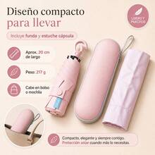 20cm Compact Mini Umbrella With Black Anti-UV Coating, Lightweight And Portable For Handbags - Pink - View 3