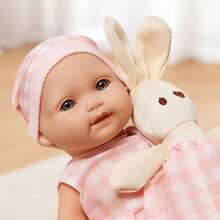 Exquisite Plaid Baby Cradle And Doll Set, Includes Portable Carrying Basket, Baby Doll, Clothes, Hat, Socks And Rabbit Doll - Perfect Birthday/Thanksgiving/Christmas Gift For Children - Multicolor - View 8