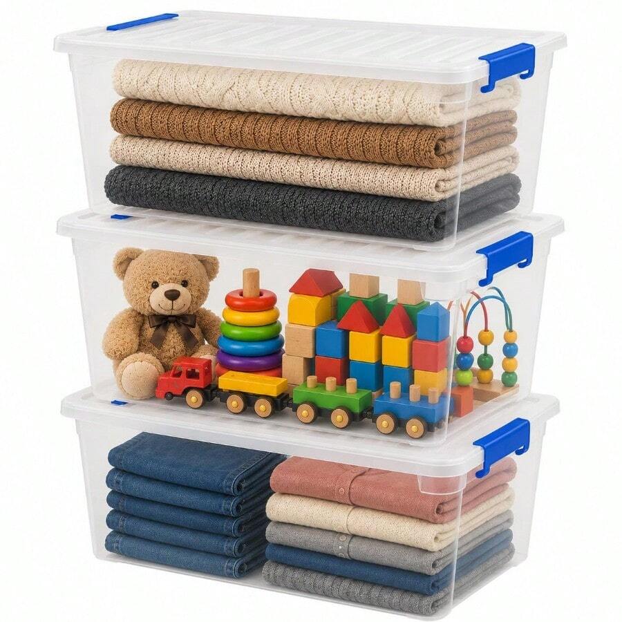 Stackable Storage Box With Lid, Storage Container For Home Office Use ...