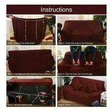 Elastic Sofa Covers For 1/2/3 Seater Sofas, Adjustable Elastic Band, 3-Piece Set, 3-Piece Elastic Cover, Suitable For 1, 2, And 3 Seater Sofas, Includes Multiple Anti-Slip Strips, Soft And Breathable Velvet Fabric, Full Coverage Design, Washable, Sofa Cover, Flexible Packaging, Suitable For Most Sofas, Ships From Local Warehouse. - 顏色 5 - 查看 5