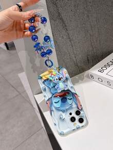 Disney Has Authorized, Phone Case - Chain Set, The Stitch Lilo & Stitch 3D Phone Case Plus A Silicone 3D Stitch Bracelet With Metallic Ring Removable Bracelet, Stitch And Angel Pattern, Compatible With Iphone17/16/15/14/13/12/11/XS/XR/X Plus Pro Max, A Stylish Cartoon Phone Case, The Perfect Gift Choice, Phone Protection, Durable Phone Cover, Great Gift For Friends And Family. - trắng - Xem 3