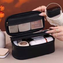 1 buah Tas Kosmetik Multifungsi, Tas Penyimpanan Dua Lapis PU, Tas Kosmetik Ritsleting Kapasitas Besar Kasual Modis, Pengatur Alat Tulis Perjalanan, Kantong Kosmetik Penting untuk Liburan - Beraneka warna - View 17