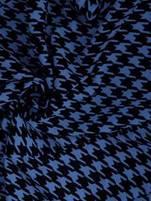 AYYEditum Chaqueta de blazer estilizadora de cintura con estampado de pata de gallo para mujer en otoño/inviernoAYY - Azul - Ver 11