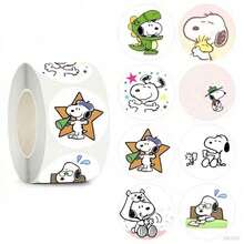 SNOOPY 1roll Cute  Cartoon Account Label Stickers, Sealed Reward Decorations  Stickers, Perfect Small Gifts For Fans, Family, And Friends, Preferred For Girlfriends/Couples, Summer Atmosphere Small Items For Daily Matching - Multicolor - View 2