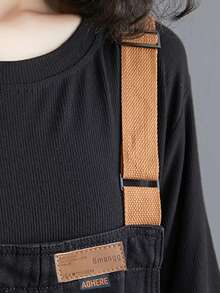 Vintage Soft Denim Jumpsuit With Adjustable Suspenders And Belt, Casual Style, Suspender Pants, Jeans And Women's Clothing - 黑色 - 查看 8
