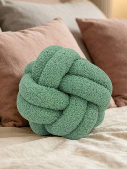 1pc Solid Color Versatile Faux Fur Octagonal Decorative Throw Pillow, Suitable For Sofa, Coffee Table, Bedroom, Moss Green