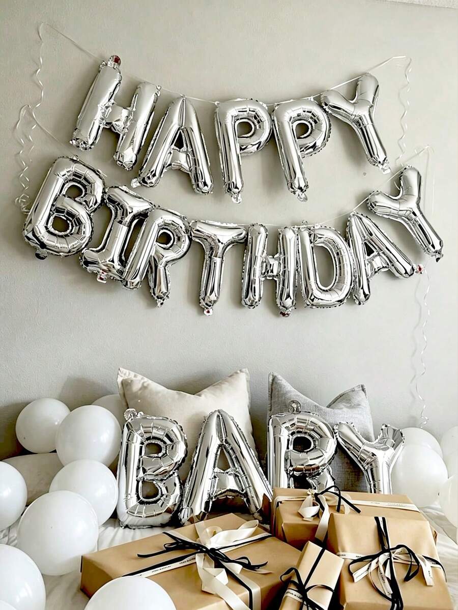 1 pièce Ballon en aluminium argenté de 16 pouces, 26 lettres A-Z, convient pour les bannières de phrases personnalisées, les fêtes d'anniversaire, les mariages, les anniversaires, les cérémonies de remise des diplômes, les décorations de fêtes de vacances - argent - Voir 1