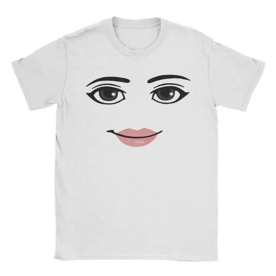 Novelty Robloxs Face Game Meme Graphic T Shirts Men Women Fashion Short Sleeve T-Shirts Unisex High Quality Tops - trắng - Xem 1