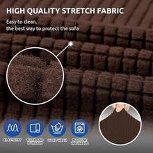 Elastic Sofa Covers For 1/2/3 Seater Sofas, Adjustable Elastic Band, 3-Piece Set, 3-Piece Elastic Cover, Suitable For 1, 2, And 3 Seater Sofas, Includes Multiple Anti-Slip Strips, Soft And Breathable Velvet Fabric, Full Coverage Design, Washable, Sofa Cover, Flexible Packaging, Suitable For Most Sofas, Ships From Local Warehouse. - 顏色 4 - 查看 6